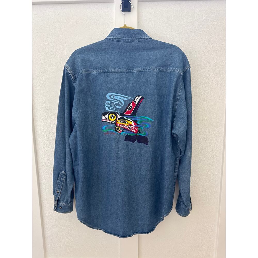 Unique PNW Embroidered Denim Shirt